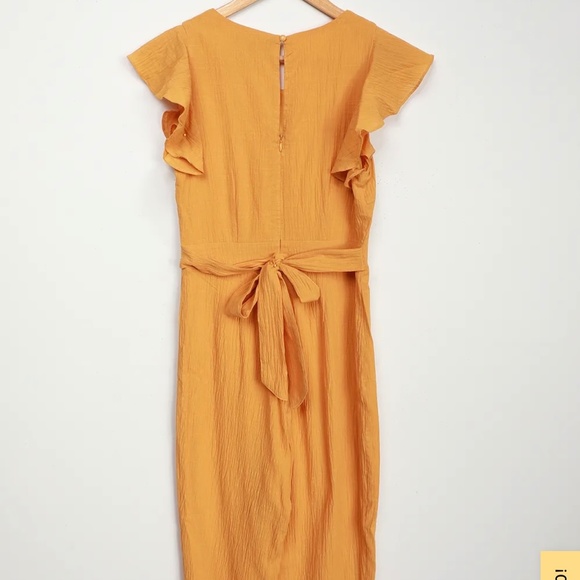 NWT Lulu's Sunny Day Dreamer Yellow Ruffled Button-Front Jumpsuit L - Picture 2 of 12